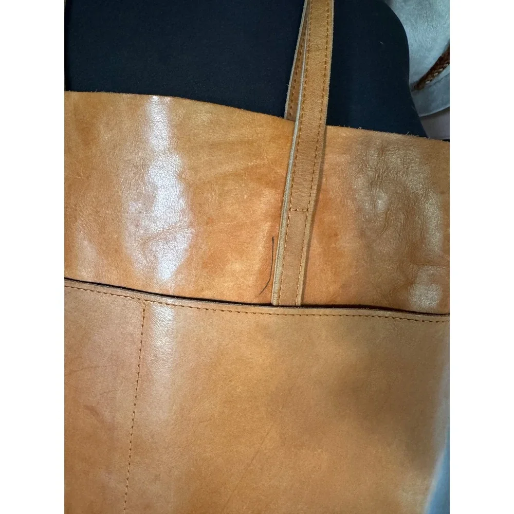 ABLE Abera Commuter Tote Cognac Leather Shoulder Bag Handcrafted Brown Large